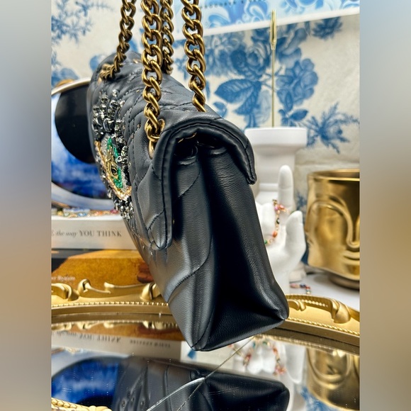 🆕 KURT GEIGER LONDON 🧿NWOT Leather Mini Kensington Rhinestone Eye Crossbody - Picture 5 of 15